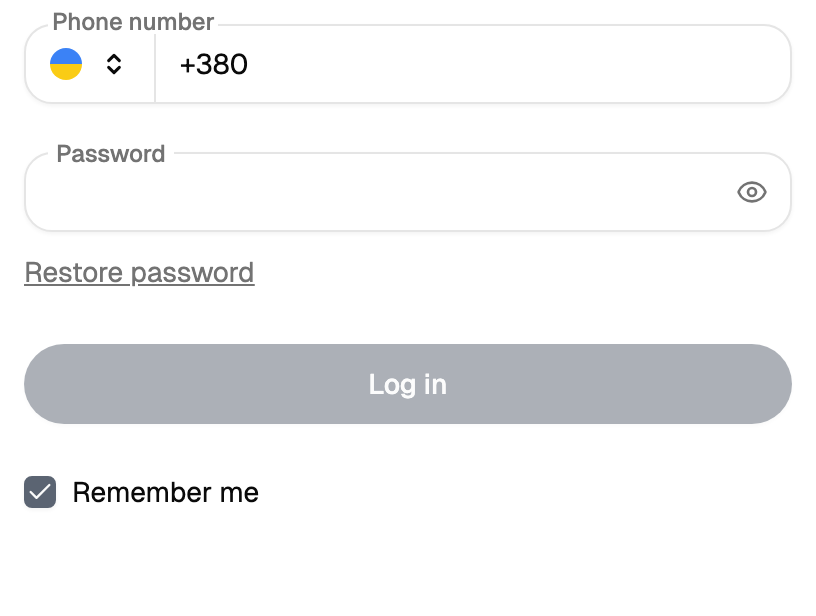 Sign-in form