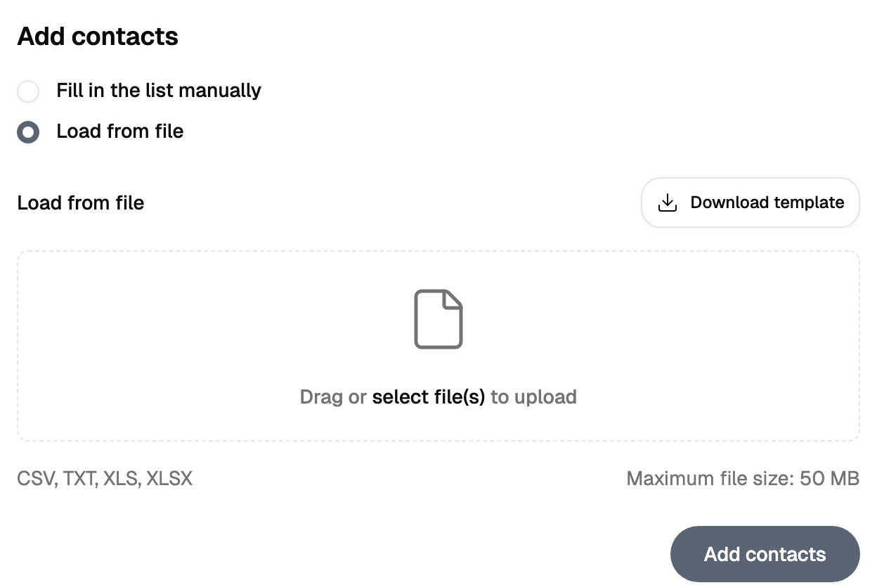 Adding contacts
