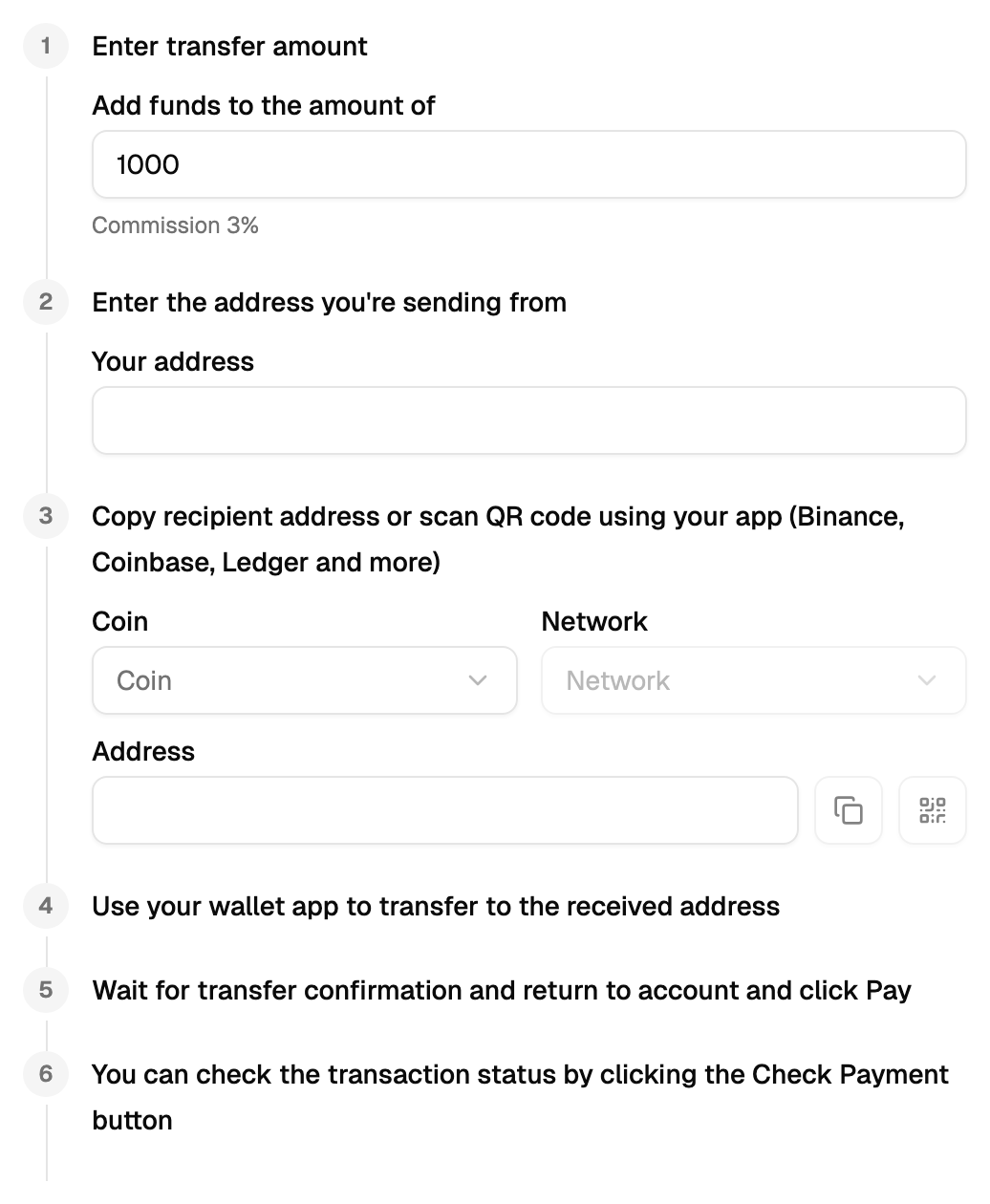 Crypto payment steps