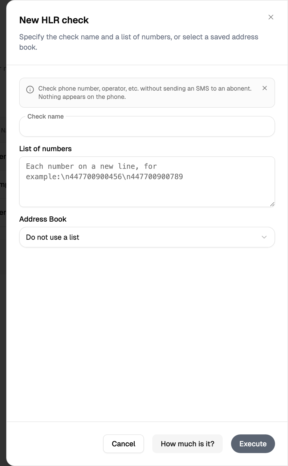 Creating an HLR check